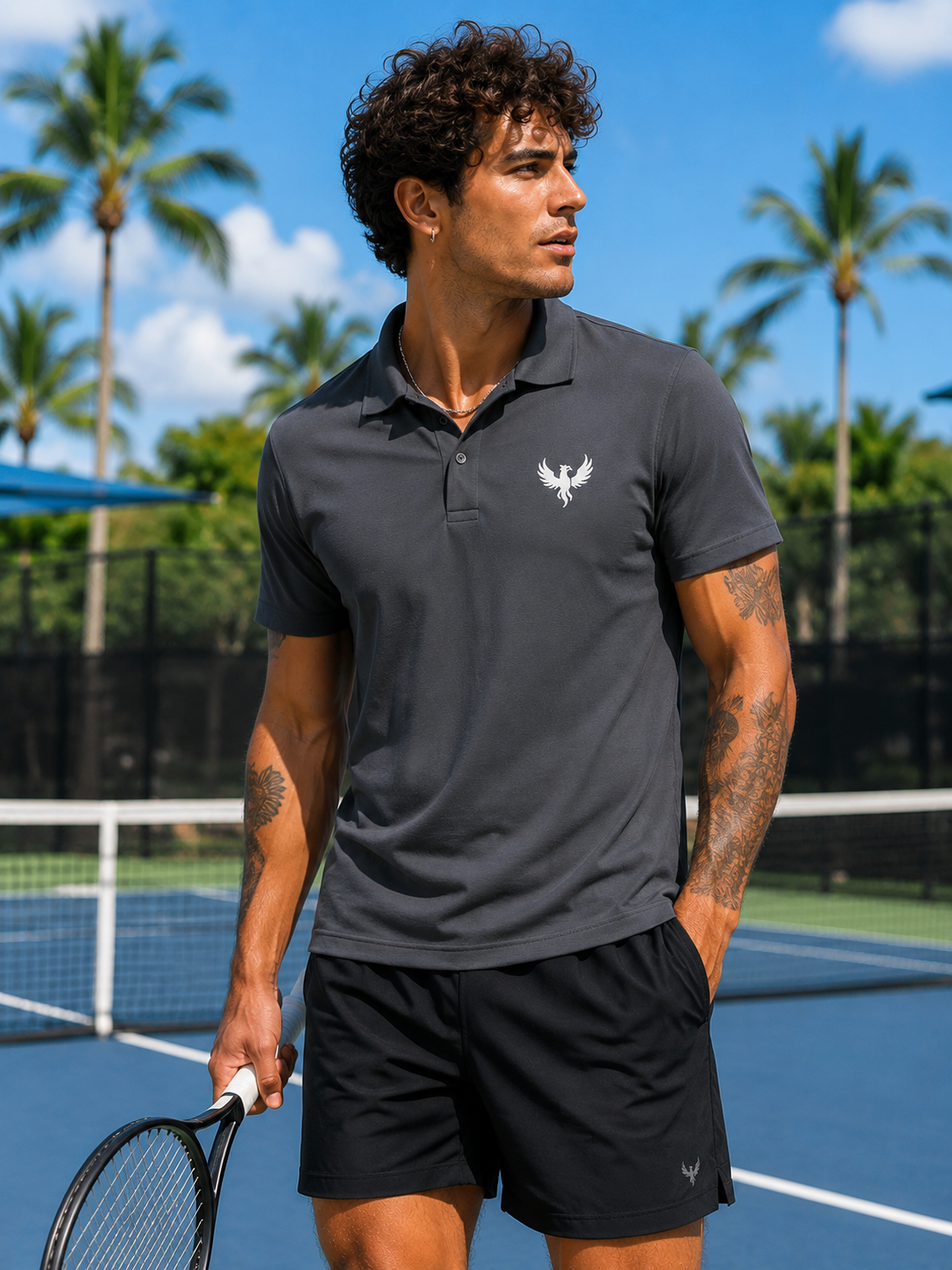 AZNEVACA Men's Athletic Polo — Classic Black
