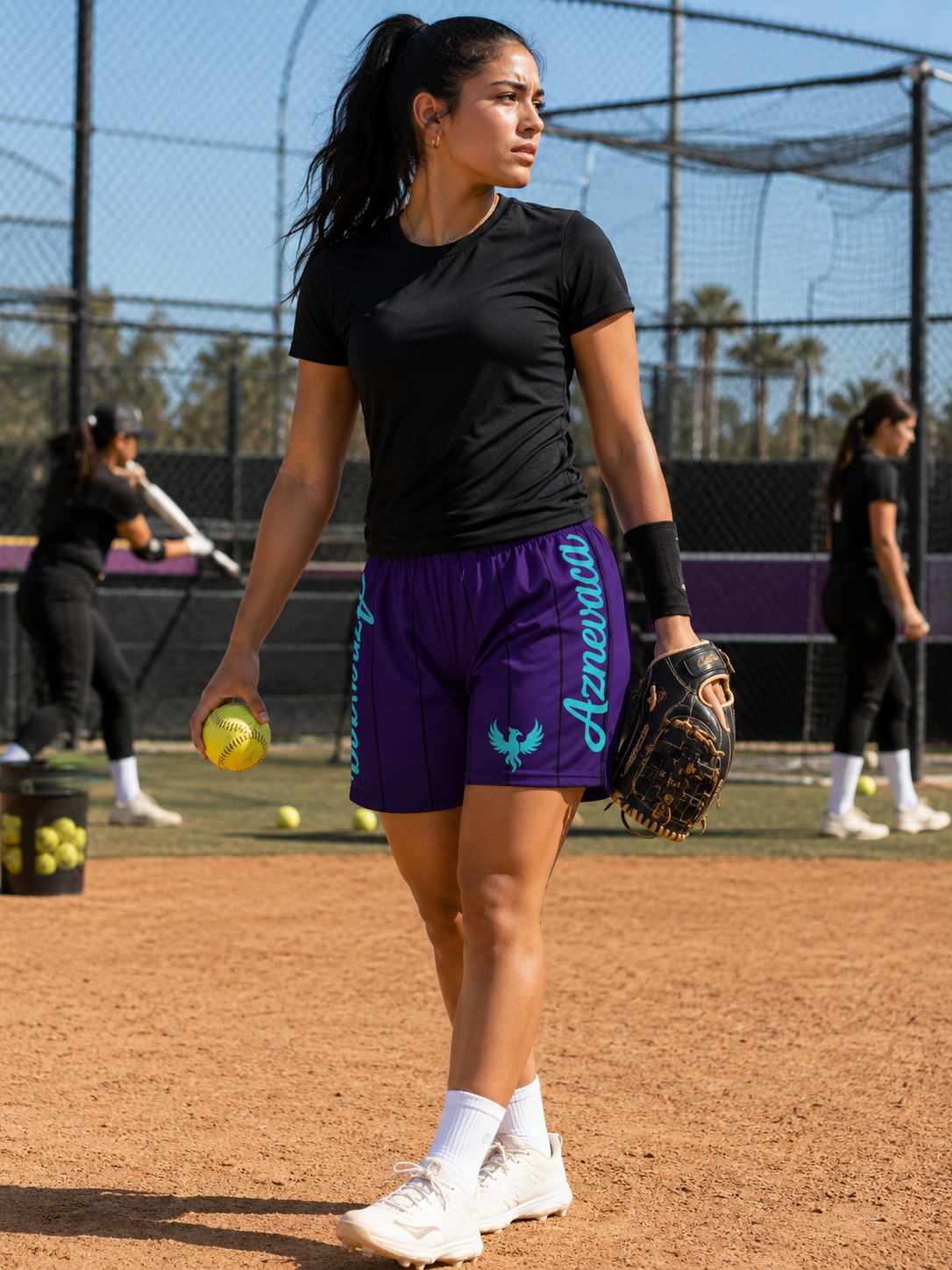 AZNEVACA Athletic Training Shorts — Purple & Teal