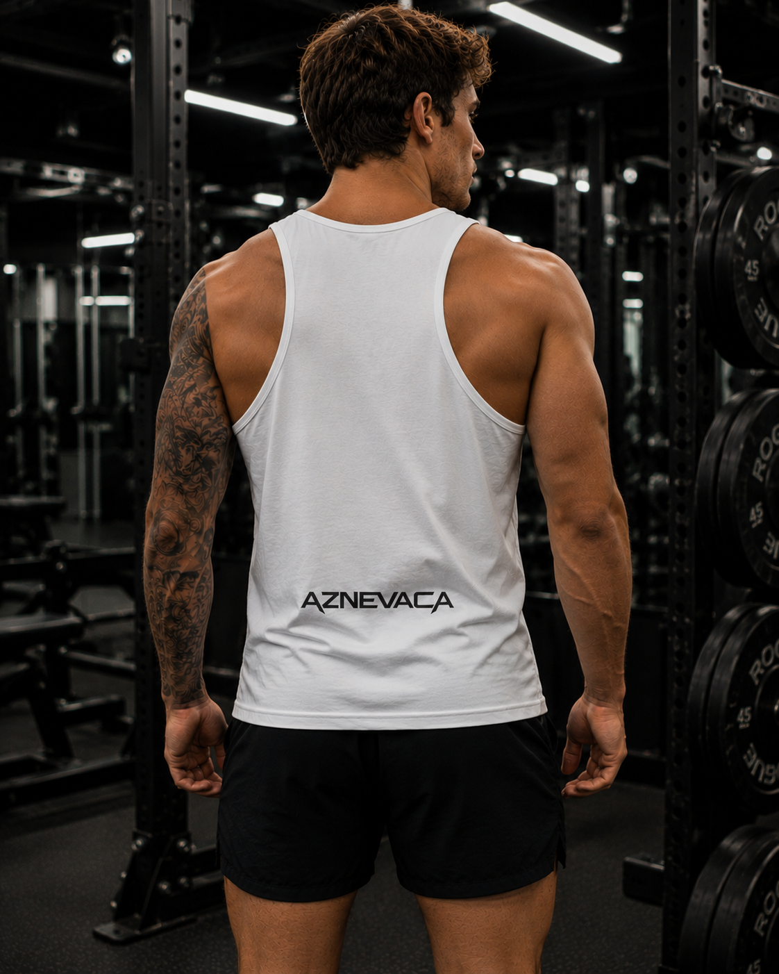 AZNEVACA Men's Training Tank Top — White / Black