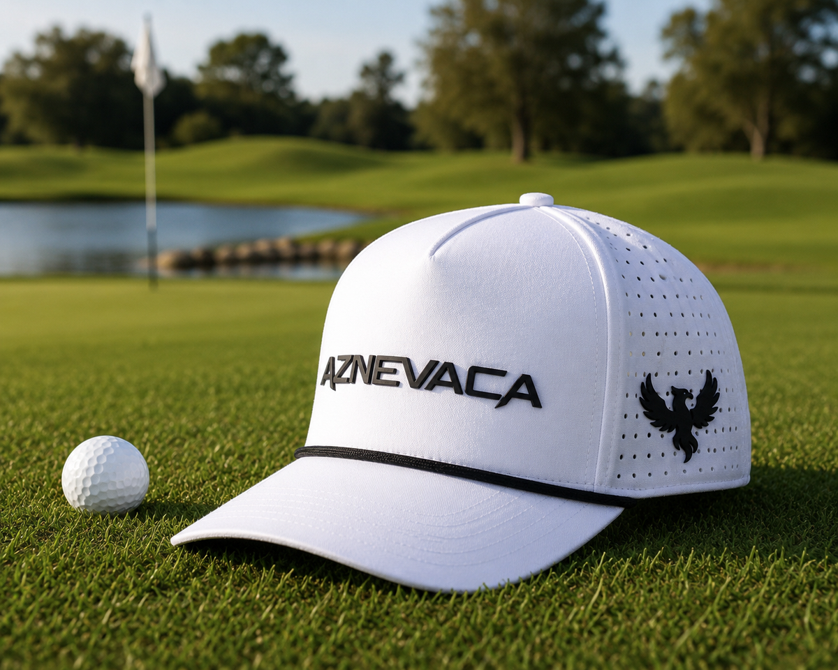 AZNEVACA Athletic Rope Hat in white with black rope