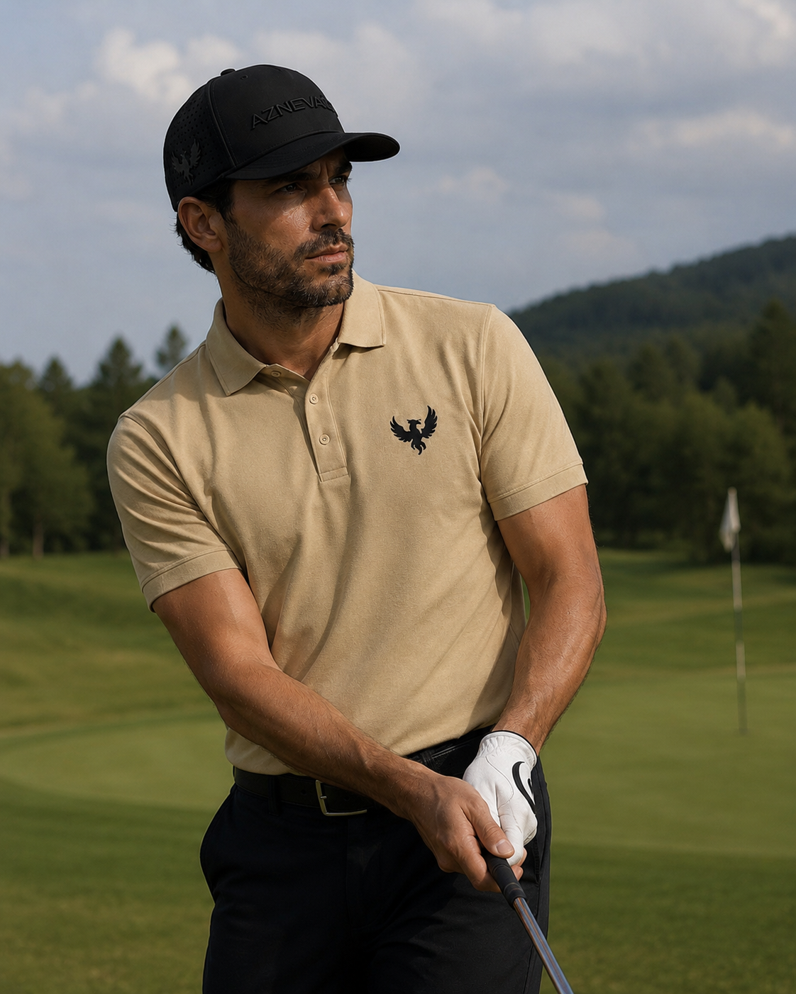 AZNEVACA Men's Athletic Polo — Red / Sand / White