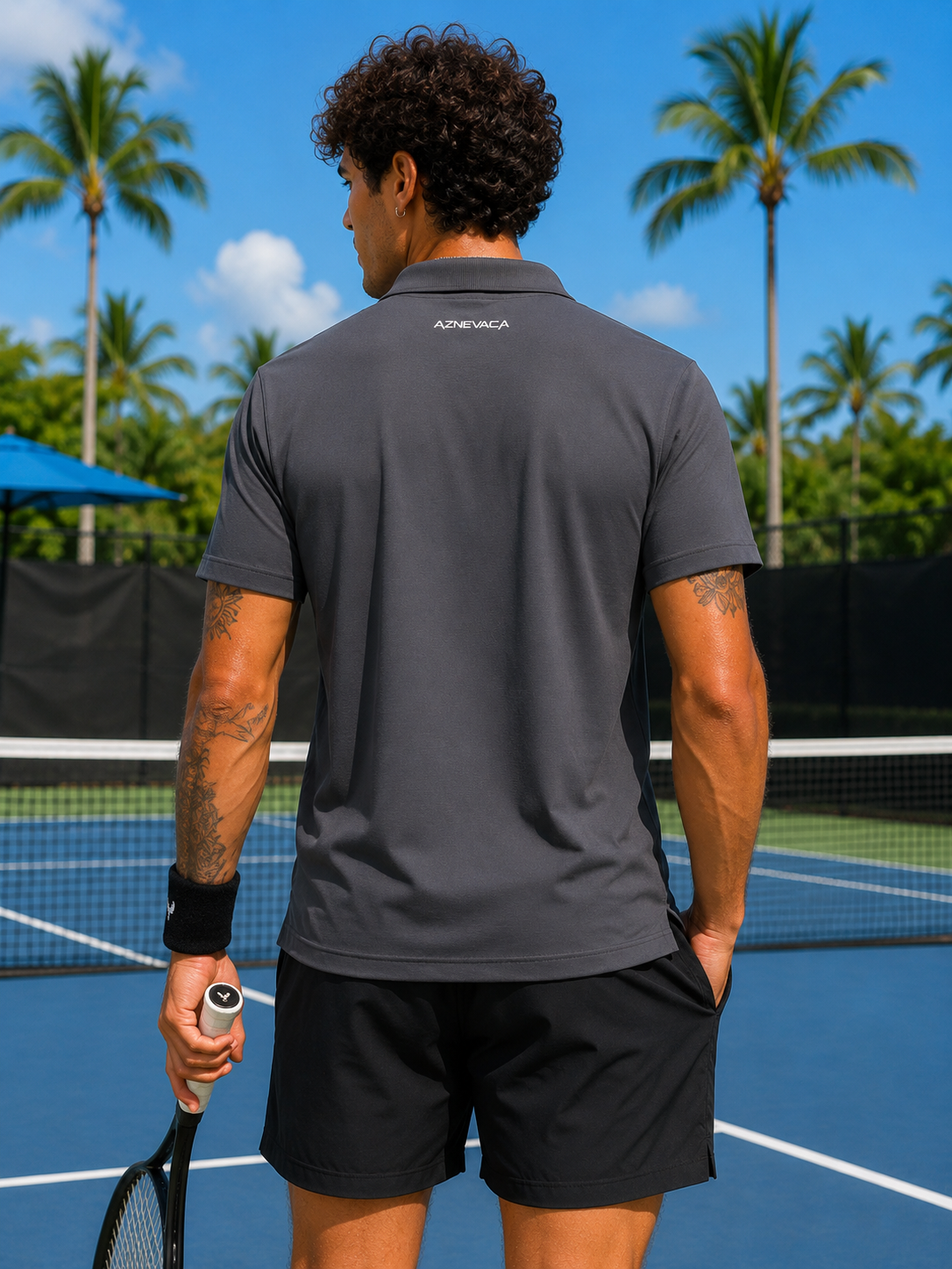 AZNEVACA Men's Athletic Polo — Classic Black
