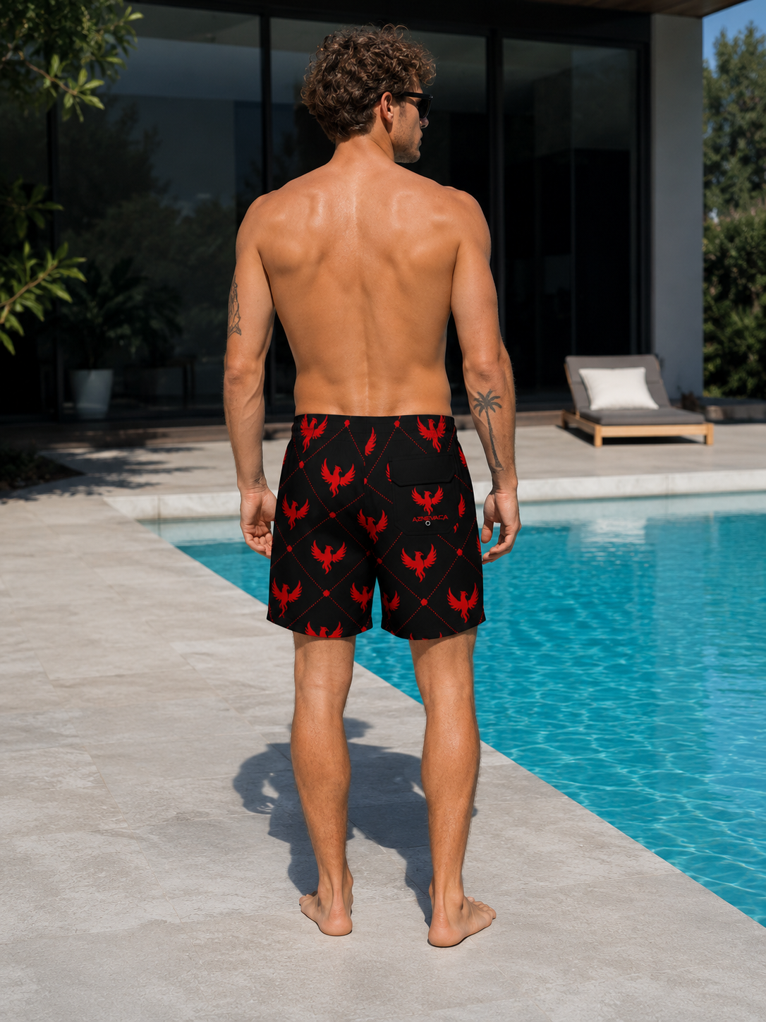 AZNEVACA Board Shorts - Black/Red